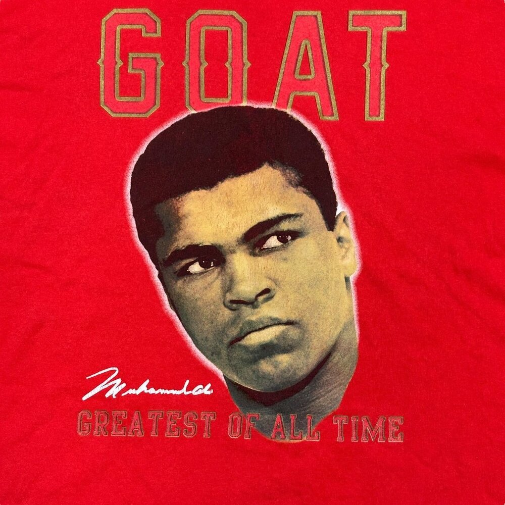 Gildan 3XL Muhammad Ali GOAT I Am the Greatest TShirt Red Short Sleeve Graphic